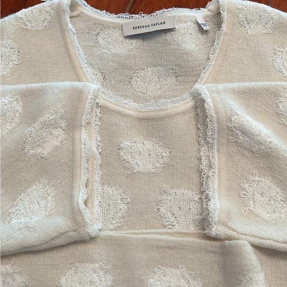 Rebecca Taylor Ivory Merino Wool Blend Knit Sweater Top - Picture 9 of 12